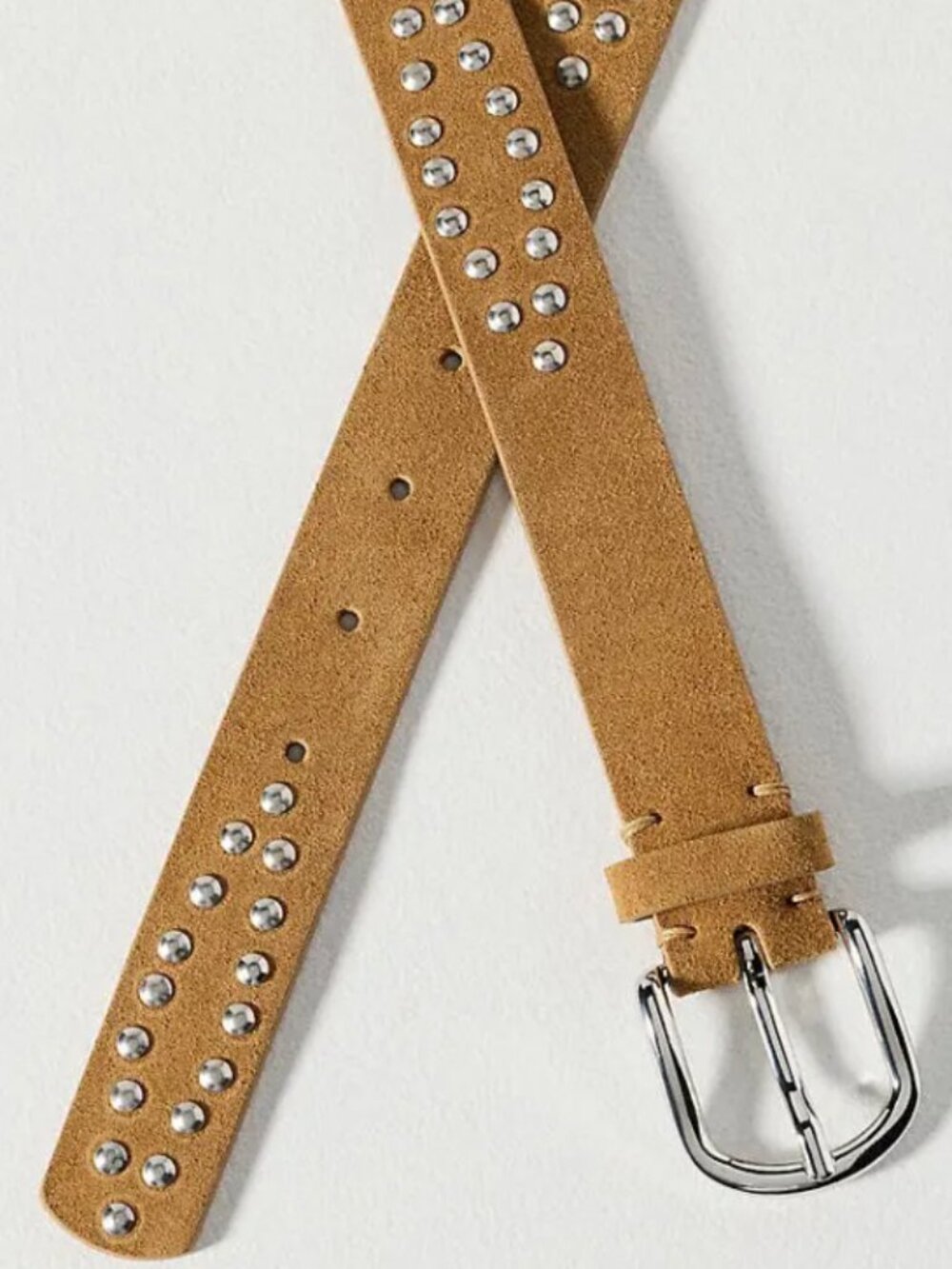 NWT Anthropologie Studded Ellipse Belt in Camel/Silver